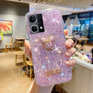 เคสโทรศัพท์มือถือ TPU นิ่ม ปิดด้านหลัง ลายหมีน่ารัก ประดับเลื่อม กลิตเตอร์วิบวับ สําหรับ OPPO Reno 7 7Z A96 A76 A55 4G 5G Reno7 7Z Reno7Z