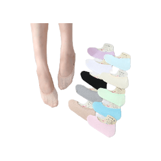 Lookmebra_SHOP (N242) ถุงเท้าคัชชู มีซิลิโคนกันหลุด ซ่อนขอบ ข้อเว้า มีหลากสี สำหรับผู้หญิง