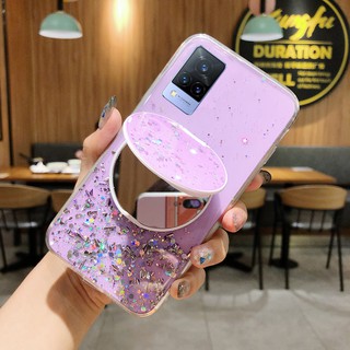 Ready เคสโทรศัพท์ VIVO V21 5G V20 Pro V20 SE Fashion Soft TPU Mirror Bling Stand Holder Case เคส วีโว่ วี20 วี21