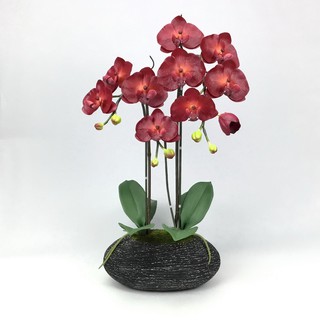 OrientalFineArt ดอกกล้วยไม้ปลอม Phalaenopsis orchid plant pot arrangement(CRJ-155-4048-B F25)