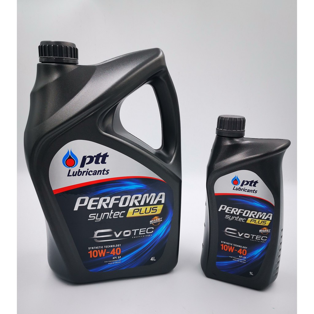น้ำมันเครื่องเบนซินกึ่งสังเคราะห์ PTT Performa Syntec Plus EVOTEC 10w-40 ขนาด 4L และ4+1L