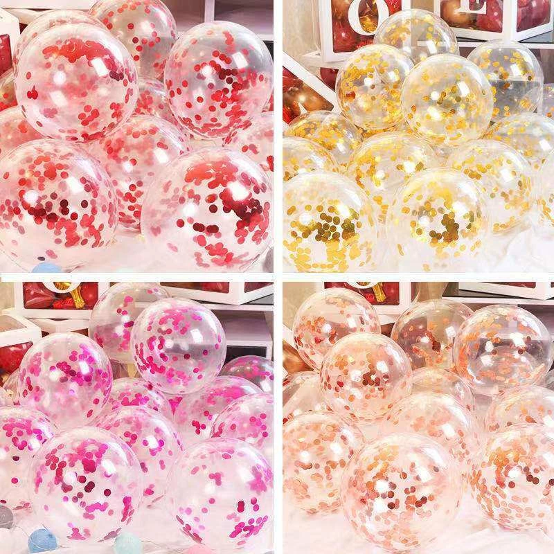 พร้อมส่ง(5ใบ)ลูกโป่งใส confetti 12 นิ้ว มีสีเยอะมาก(ไม่แถมก้าน,ริบบิ้น)