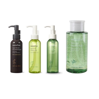 Innisfree Green Tea Hydrating Amino Acid Cleansing Water 300ml Super Volcanic Pore BHA, Olive Real, Apple Seed Oil 150ml