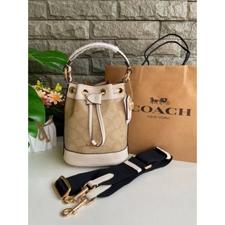 📮@1,499.-🔥BIG DISCOUNT🔥💯DEMPSEY DRAWSTRING BUCKET BAG 15 WITH COACH PATCH