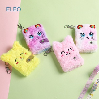 Eleo พร้อมส่ง สมุดโน๊ตบุ๊ค ผ้ากํามะหยี่ขนนิ่ม ขนปุย สีรุ้ง