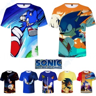 เสื้อยืด พิมพ์ลายเม่นโซนิค 3 มิติ สําหรับเด็กผู้ชาย และเด็กผู้หญิง Sonic the Hedgehog