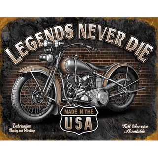 Legends ป้ายดีบุก ลาย Never Die ขนาด 8x12 นิ้ว