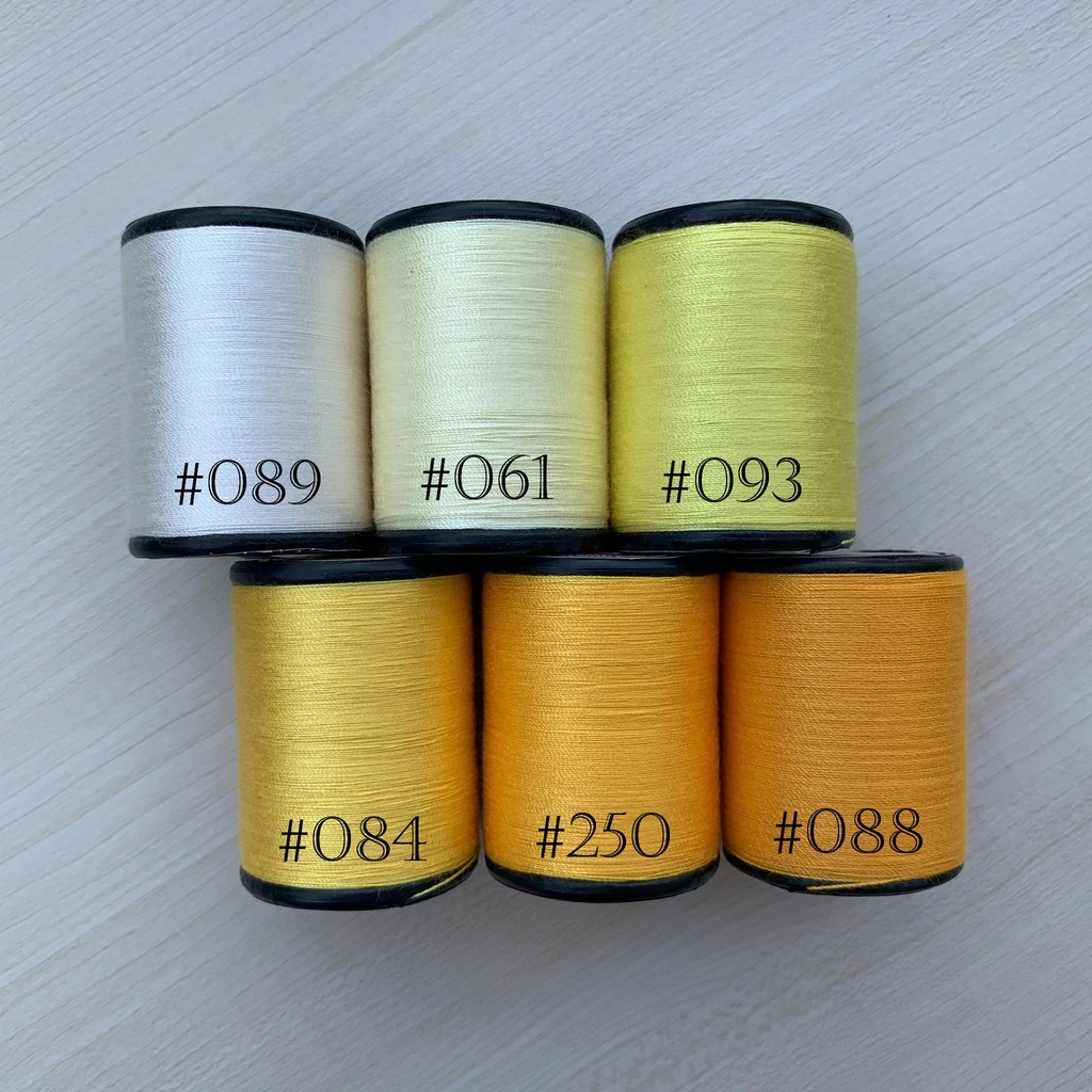ด้ายเย็บผ้า ด้ายสีเหลือง เฉดเหลือง ตราหัวเสือ ด้ายเย็บผ้าหลากสี ด้ายลูกล้อ wop DIY งานฝีมือ เย็บมือ เย็บจักร เบอร์60 สี