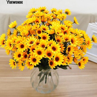 ‴ 1 ช่อดอกไม้ 15 หัว 7 สาขาดอกไม้ประดิษฐ์ Faux Silk Sunflower Home Decor พรรค