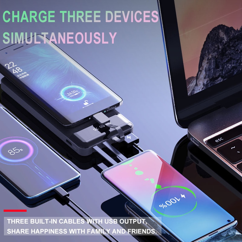 Original CASEIER Bulit in Cables Power Bank 10000mAh with Holder LED ...