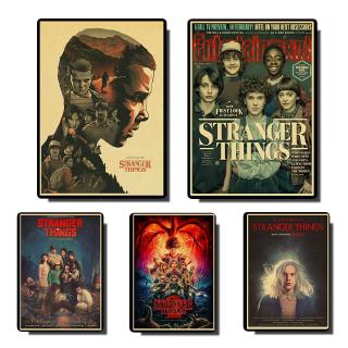 โปสเตอร์ พิมพ์ลาย stranger things สไตล์วินเทจ สําหรับตกแต่งผนังบ้าน บาร์ คาเฟ่