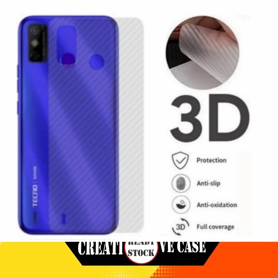 Garskin Carbon TECHNO SPARK 6 GO สติ๊กเกอร์หน้าจอด้านหลัง Skin