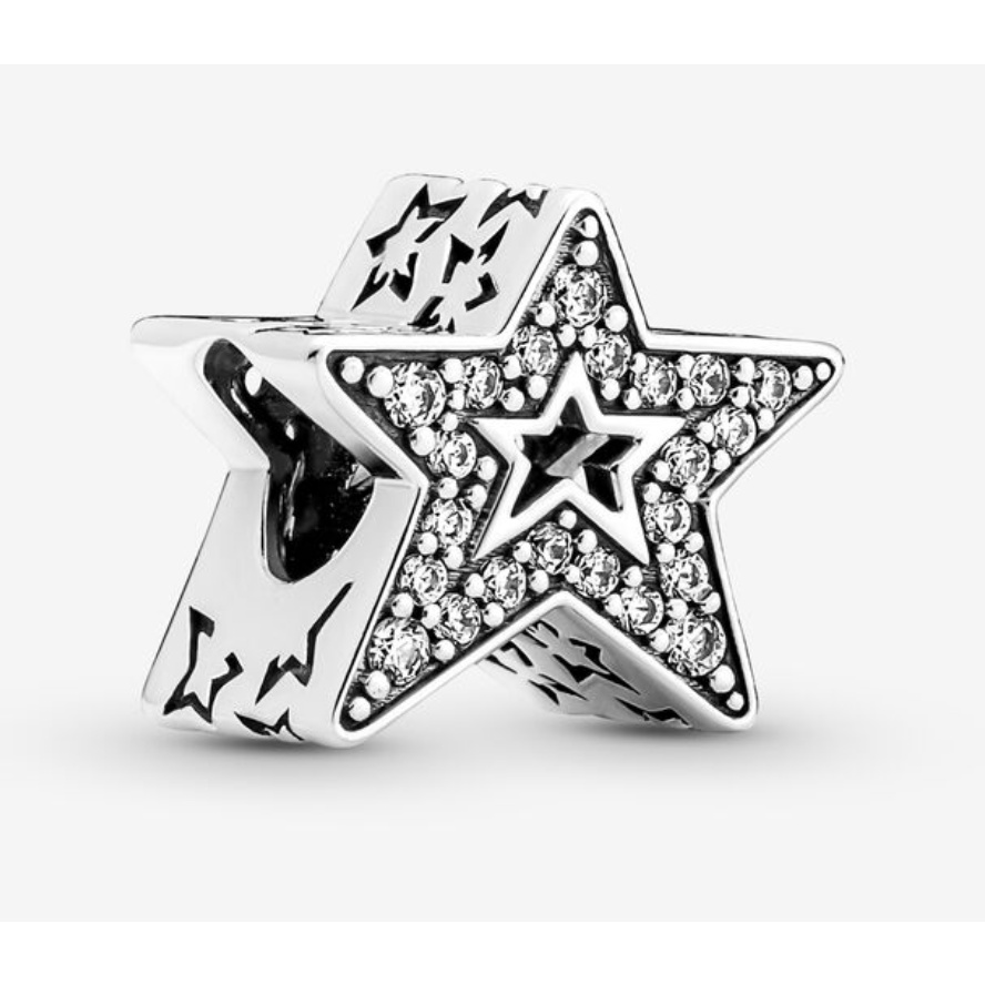 [พร้อมส่ง สินค้าแท้ ] Pandora Sparkling Asymmetric Star Charm