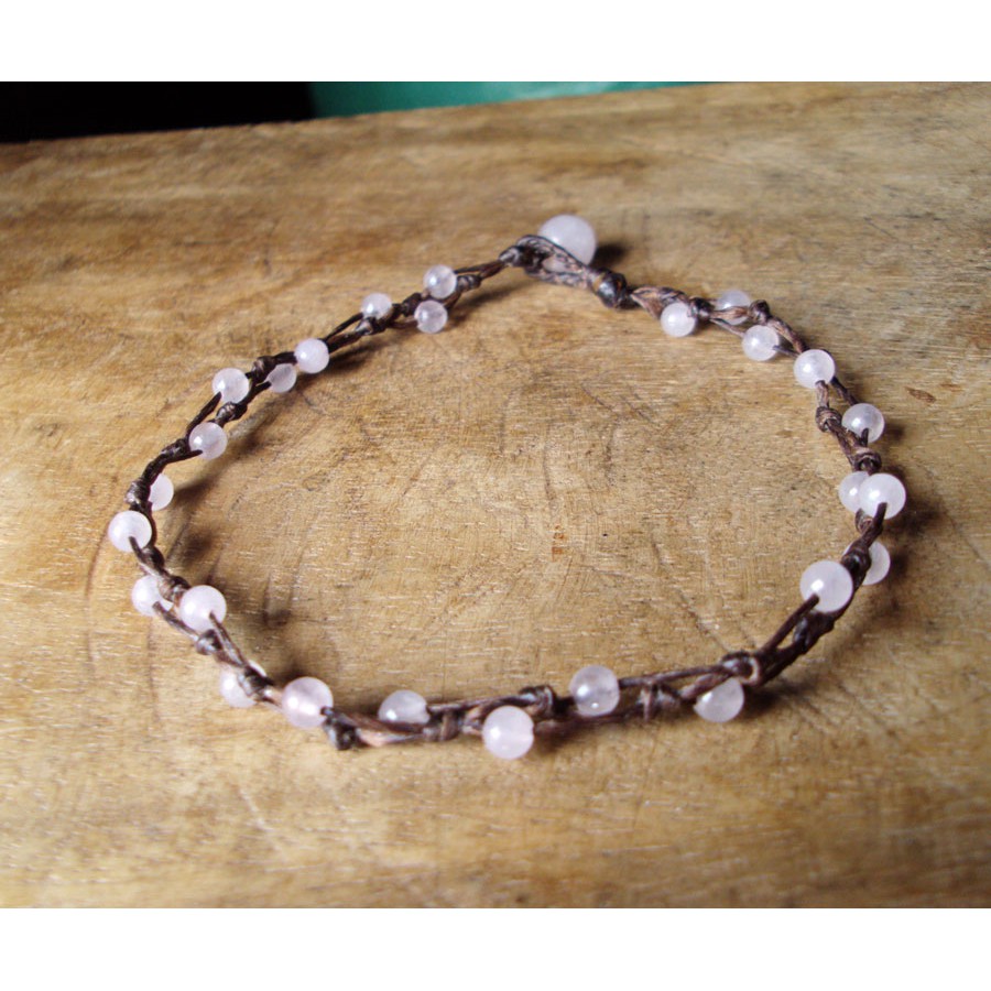 ข้อเท้าRose quartz anklets beaded anklets men women anklets friendship anklets gemstone anklets gift