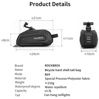 【TH Delivery】ROCKBROS จักรยาน Hardshell Tail Bag กระเป๋าอานหลังกระเป๋าหลอดที่นั่ง