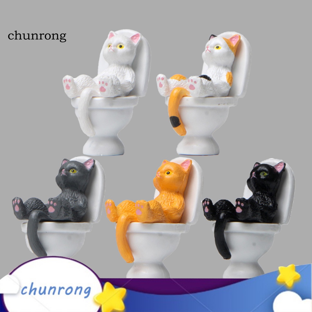 Action Figurines 12 บาท Chunrong โมเดลห้องน้ําแมวจิ๋ว เป็นมิตรกับสิ่งแวดล้อม ของเล่นสําหรับเด็ก Hobbies & Collections