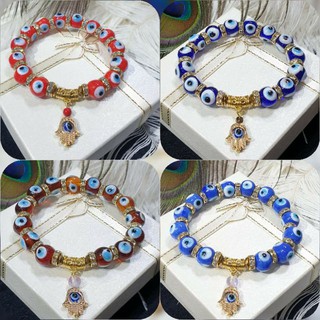 กำไลข้อมือ💥Evil eye bracelet ขนาด 11มิล💥 ความยาว18เซนติเมตร คั่นเพชร cz