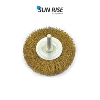 Union แปรงลวดทองเหลือง ขนาด 75มม (3นิ้ว) มีแกน 6มม. Wheel Brush With Shank D75 (3) Brass Coated Wire Brushes