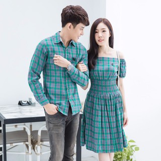 set เดรสปาดไหล่ แขนตุ๊กตา เอวสม็อค
