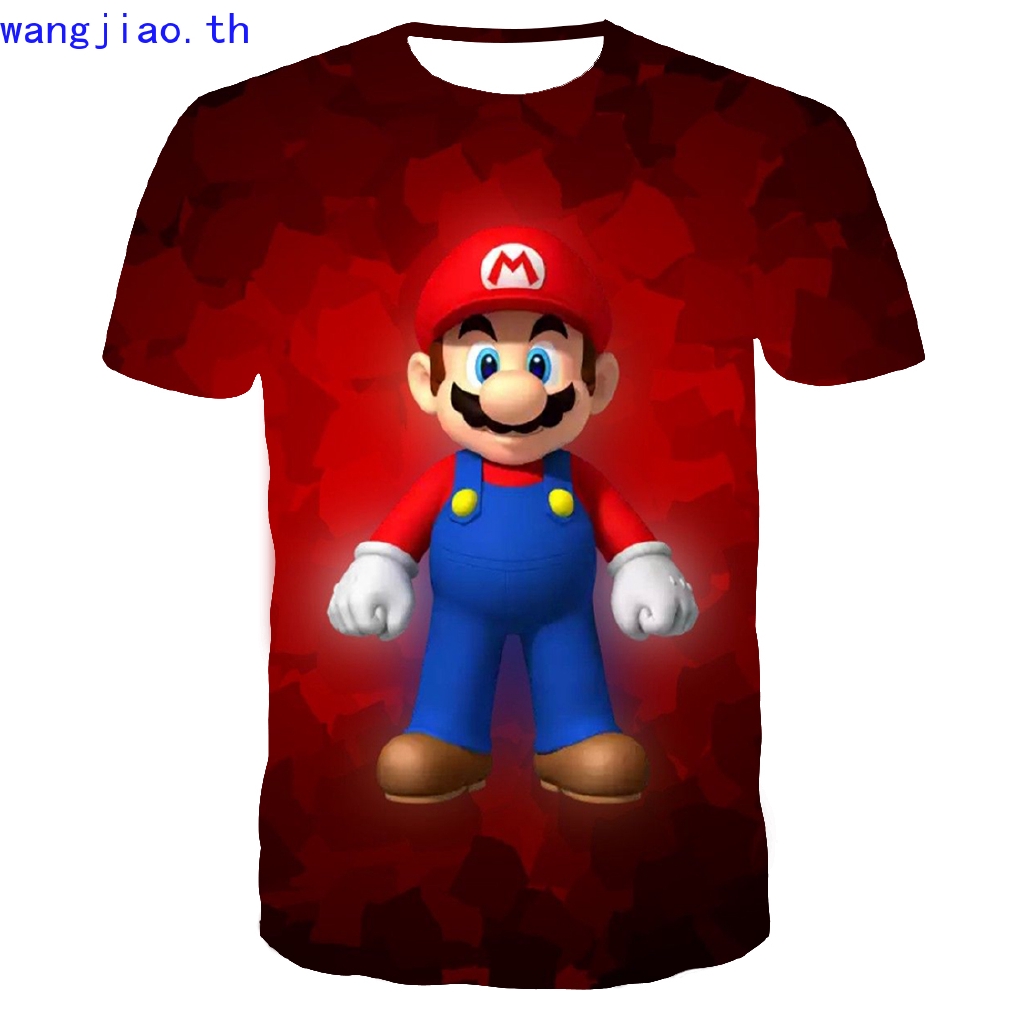 เสื้อยืดซูเปอร์มาริโอแขนสั้นแห้งเร็วเสื้อยืดกีฬาลําลอง