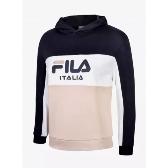 FILA -  เสื้อฮู้ดเด็ก ผลิตจากผ้าฝ้าย สีดำ/ขาว/ครีม แท้100%