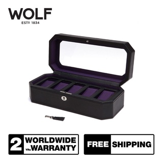 กล่องนาฬิกา กล่องหมุน  WOLF1834 รุ่น WINDSOR 5 PIECE WATCH BOX (BLACK/PURPLE)