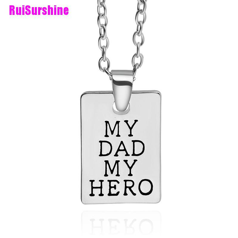 ( Ruisurshine ) สร้อยคอจี้ตัวอักษร My Dad My Hero สําหรับผู้ชาย #4