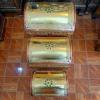 หีบไม้ หีบ 1ชุด 3ใบ หีบคัมภีร์ หีบทอง หีบโดม จิวเวลรี่ กล่องสมบัติ กล่องไม้ Jewelry wooden box