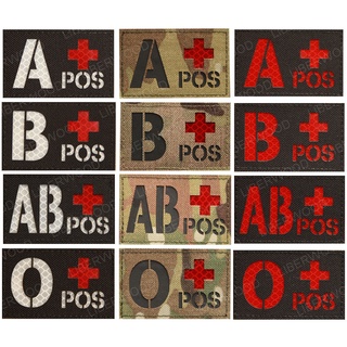 Blood Type Infrared IR Patch A+ B+ O+ AB+ POS Positive A- B- AB O NEG Tactical Multicam Military Decor Badge Appliques