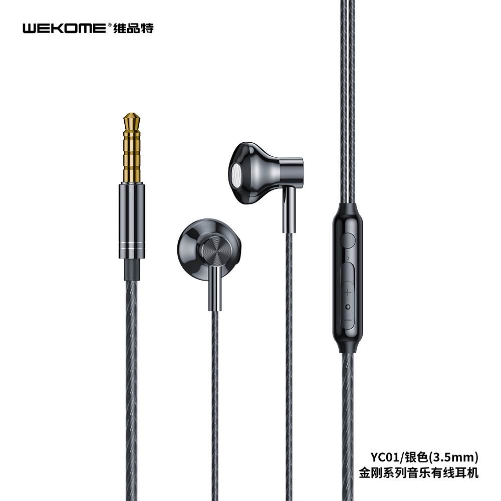 WK YC01 หูฟังอเนกประสงค์ คุณภาพเสียงดี มีสองพอร์ต AUX 3.5mm และ Type-C มีไมค์ในตัว ฟังเพลง ปรับระดับเสียงได้