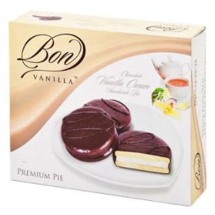 ส่งฟรี  BON บอน ช็อกโกแลตพาย สอดไส้วนิลา ขนาด 20กรัม ยกกล่อง 12ซอง CHOCOLATE VANILA PIE     ฟรีปลายทาง