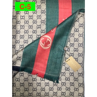 ผ้าพันคอผ้าคลุมไหล่คลาสสิกGUCCI สีน้ำตาลอ่อน(C-5)