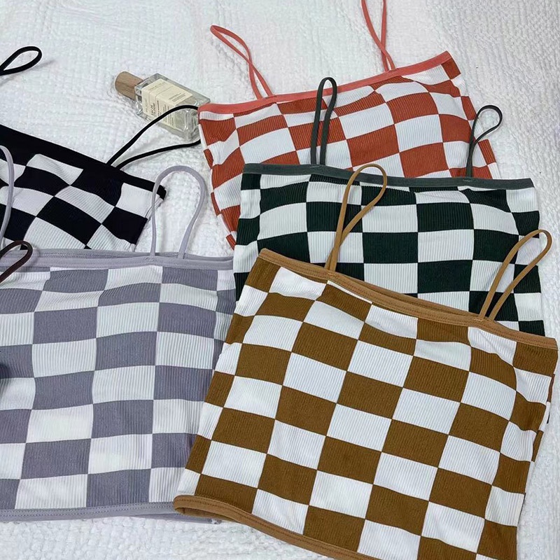 ⭐สินค้ามาใหม่⭐ เสื้อครอปสายเดี่ยวลายสก็อต เสื้อผ้าแฟชั่นไหมพรมสไตล์เกาหลี เนื้อผ้าคุณภาพดีมาก - รูปที่ 7