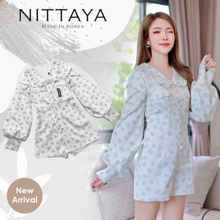 NITTAYA จั้มขาสั้นแขนยาวคอปกลายเปลือกหอย  เอาใจคนไซส์เล็กด้วยการทำไซส์เล็กพิเศษ XS เพิ่มอีกหนึ่งไซส์จ้า