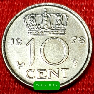 เหรียญต่างประเทศ เนเธอร์แลนด์ ช่วงปี 1950 -1980 ชนิด 10 cents เหรียญขนาด 15 มม.  สวยงามน่าสะสม