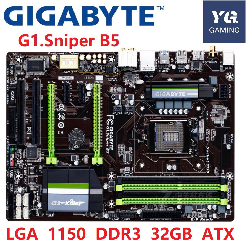 Gigabyte G1.Sniper B5 LGA 1150 DDR3 สําหรับ I3 I5 I7 CPU 32GB B85 เดสก์ท็อปใช้เมนบอร์ด