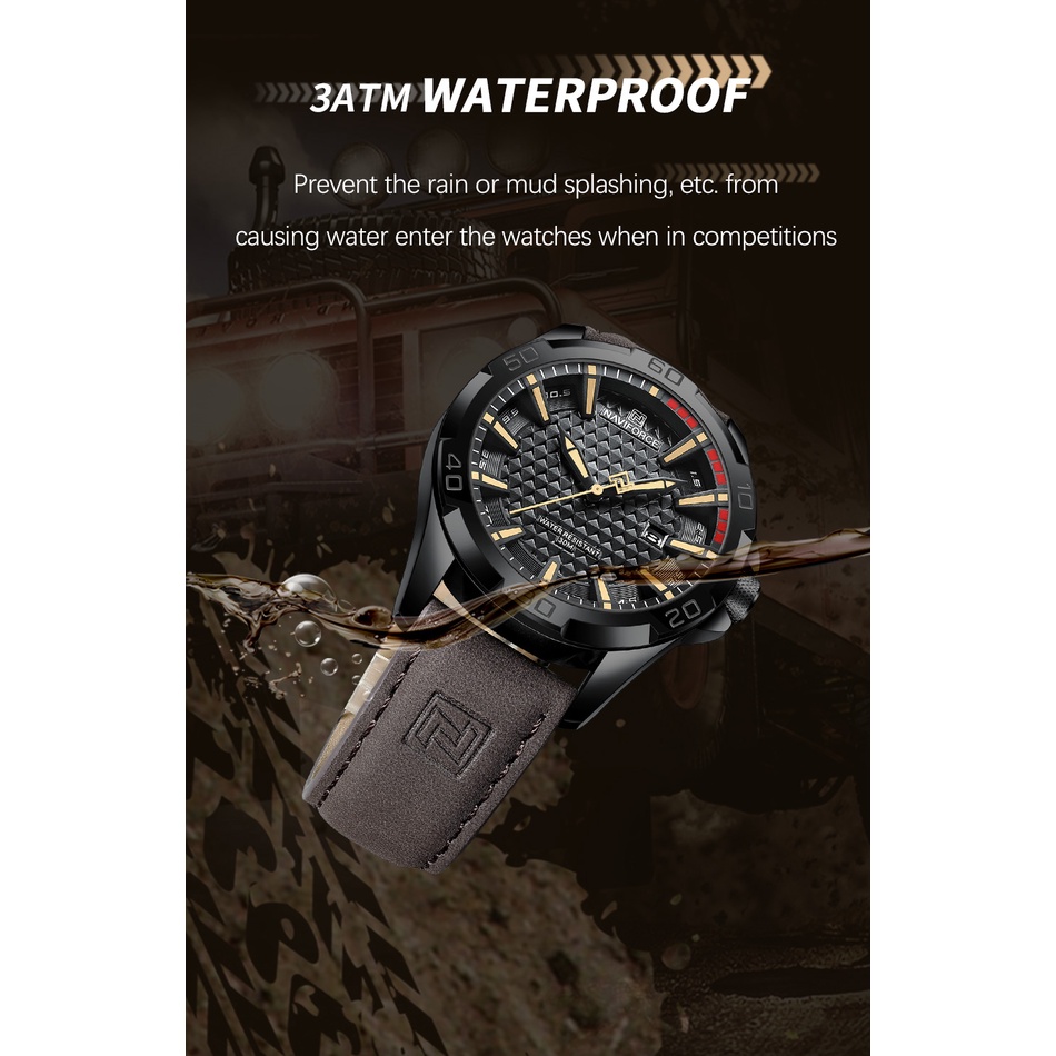 Naviforce 8023 นาฬิกาข้อมือควอตซ์แฟชั่น สายหนัง สําหรับบุรุษ