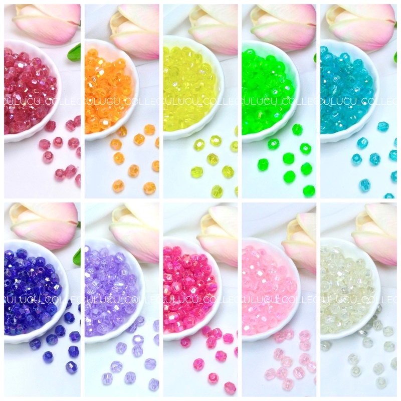 AB Square Bead (10gr) / Monte Mote AB Square Bead 6mm 7mm / Transparent Clear Bead Mask Strap Materi