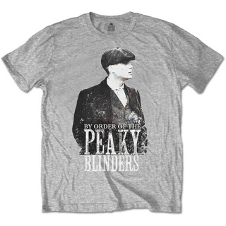 T-shirt  เสื้อยืดแขนสั้น พิมพ์ลายตัวอักษร Peaking Blinders สีเทา สไตล์ฮิปฮอป สําหรับผู้ชายS-5XL