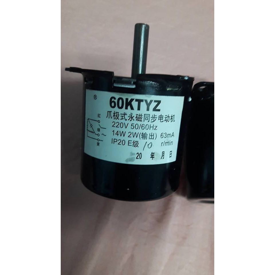 60 KTYZ AC220V 14วัตต์ACมอเตอร์ซิงโครความเร็วต่ำ 2.5 r/min , 5 r/min , 10 r/min , 30 r/min, 50 r/min