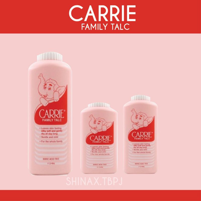 Carrie/carrie FAMILY TLC/BEDAK CARRIE/ BEDAK TALCUM/BEDAK GAJAH/FAMILY POWDER/BEDAK MERAH/BEDAK CARRIE JUNIOR