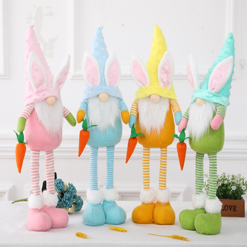 KU * Easter Bunny Gnome Handmade กระต่ายตุ๊กตาของเล่นสําหรับเครื่องประดับตุ๊กตาฤดูใบไม้ผลิเด็กอีสเตอ