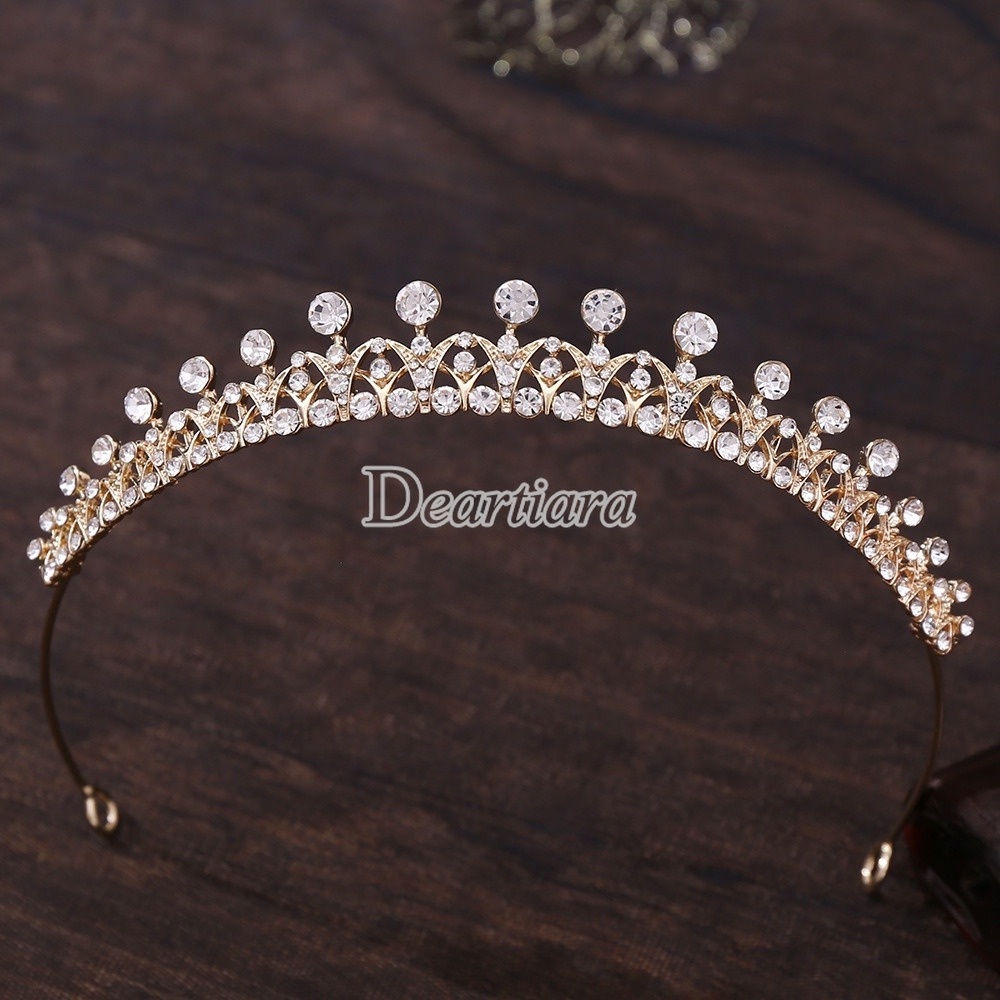 SpotBridal Headdress และเครื่องประดับผมฝังโลหะผสม Rhinestone Simple Small Crown