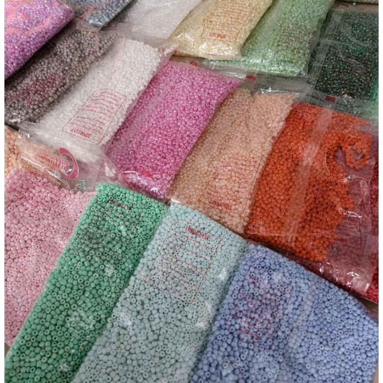ลูกปัดเม็ดทราย ขนาด 3มม. 4มม. ถุงใหญ่ 450g.ราคาส่ง