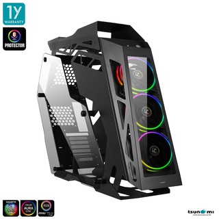 เคสคอมพิวเตอร์ Tsunami Protector Titan KK Open Air Surrounded Tempered Glass Mutant Gaming Case with Protector 1250K Cooling Fan (รับประกันสินค้า 1 ปี)