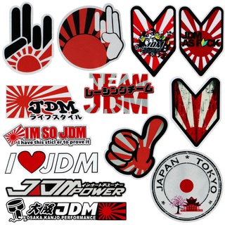 Jdm สติกเกอร์โลโก้สะท้อนแสง กันน้ำ สําหรับตกแต่งหมวกกันน็อค รถยนต์ รถจักรยานยนต์