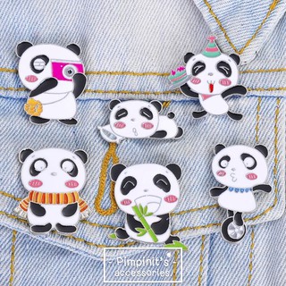 📬 พร้อมส่ง : 🐼 เข็มกลัดเซ็ทแก๊งค์หมีแพนด้า | Panda Gang Enamel Brooch Pin Set.