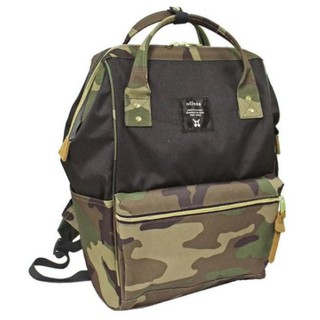 Authentic Anello Japan Imported Canvas Unisex Multicolour Backpack - Camo &amp; Black