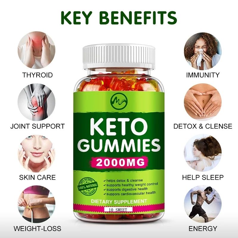Keto Gummies Ketone Fat Burner สีเขียว Apple Cider Vinegar Keto หมี 2000mg /10Gummies สำหรับผู้ชายและผู้หญิง