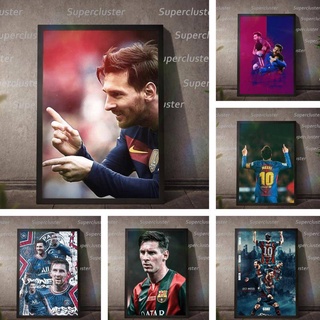 โปสเตอร์ผ้าใบ พิมพ์ลายฟุตบอล Messi สําหรับตกแต่งผนังบ้าน